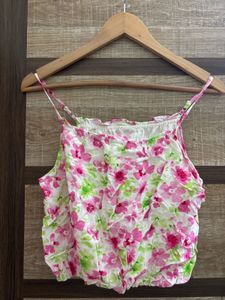 Floral Print Spaghetti Strap Crop Top