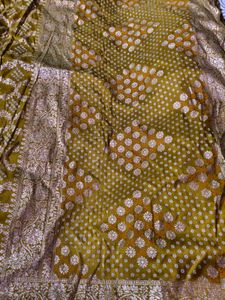 Elegant Mustard Bandhani Saree