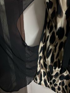 Chic Leopard Print Sheer Overlay Dress