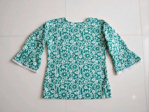 Beautiful Teal Floral Print Kurta
