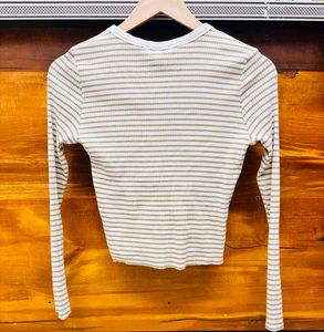 H&amp;M Ribbed Striped Long Sleeve Top