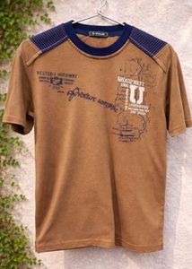 Brown Graphic Print Stretchable Men's T-Shirt