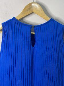 Cobalt Blue Asymmetrical Pleated Hem Top