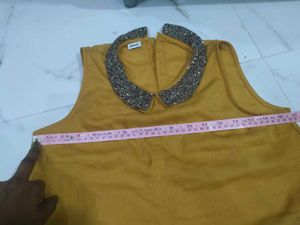 Mustard Yellow Embellished Collar Top