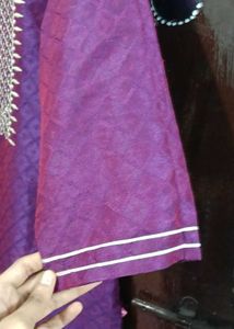 Purple Embroidered Kurti Set