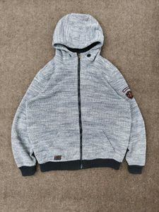 Men's Grey Knit Zip-Up Hoodie