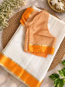 South Style Cream and Orange Saree