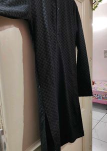 Black Texture Kurta