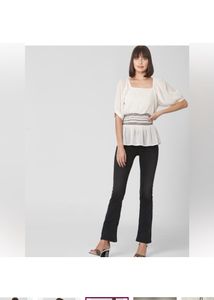 Vero Moda Women White &amp; BlackStriped Cinched Waist