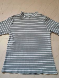 Striped Mock Neck Top