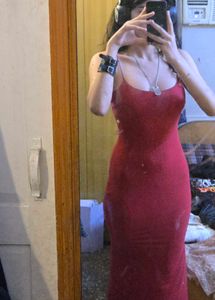 Maroon Spaghetti Strap Maxi Dress