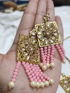Elegant Pink Beaded Jewellery Set