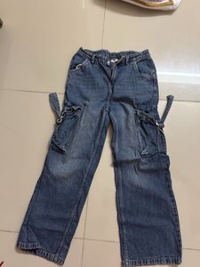 Blue Denim Cargo Pants
