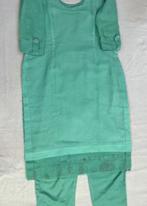 Elegant Teal Paisley Print Kurta Set