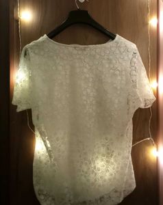 Elegant White Lace Short Sleeve Top
