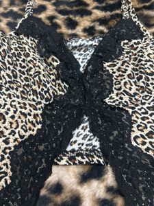 Y2k Leopard Print Lace Trim Camisole Top