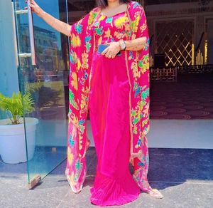 Vibrant Pink Floral Print Cape Set