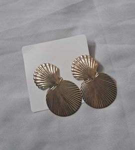 Gold Tone Fancy Shell Earrings