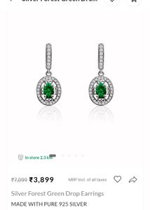 Elegant Emerald &amp; Diamond Earrings SS925