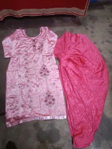 Punjabi Pink Embroidered Kurta Patiala salwar Set