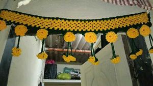 Handmade Yellow Crochet Toran with Flowers