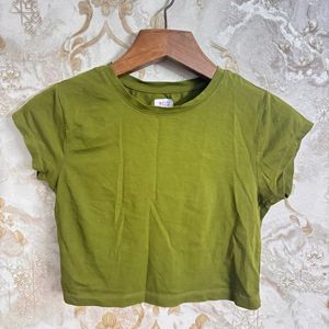 Olive Green Cropped T-Shirt