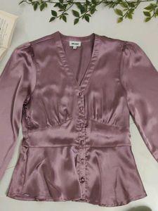 Satin V-Neck Peplum Blouse✨💕
