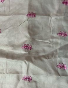 Embroidered Cream Kurta with Pink Accents