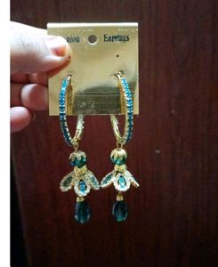 Party Wear Green Blue Jhumka