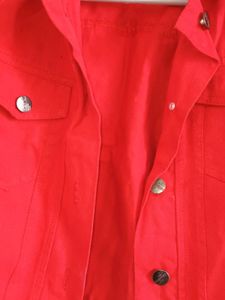Red Cropped Denim Jacket