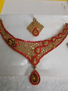 Elegant Red & Gold Jewelry Set