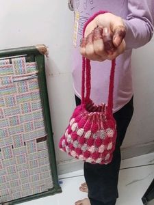 Handmade Crochet Drawstring Pouch Bag
