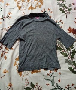 Gray Mock Neck Top - Size S