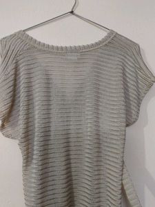 Beige V-Neck Top