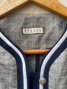 Stylish Grey &amp; Navy Ethnic Blouse