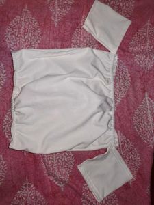 Off-Shoulder Ruched White Top