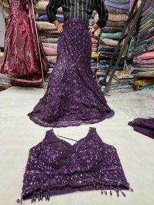 cocktail wine beaded fish cut lehenga choli
