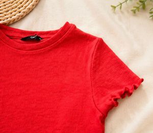 Ribbed Lettuce Hem T-Shirt