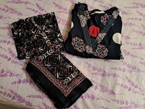 Cotton Ajrakh Print A-line Suit