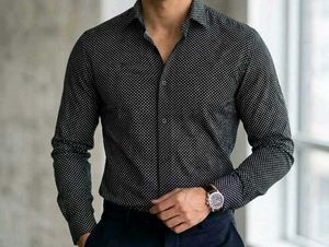 Men's Black & White Polka Dot Shirt