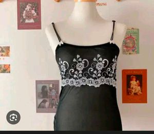 Sheer Black Camisole with Lace thong