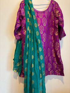 Purple &amp; Green banarasi Kurta Set