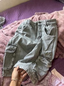 Gray Cargo Denim jorts