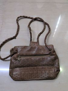 Stylish Brown Textured Handbag
