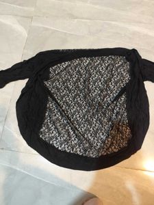 Elegant Black Lace Trim Cardigan jacket