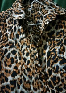 Leopard Print Button-Up Shirt