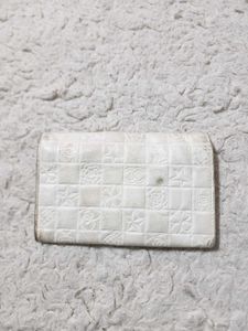 White Textured Chanel Wallet