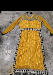 Stunning Yellow Embellished Ethnic Gown
