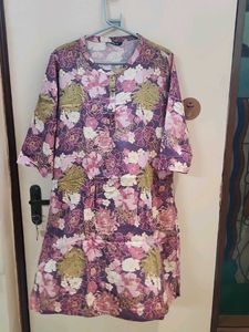 Purple Floral Print Kurta