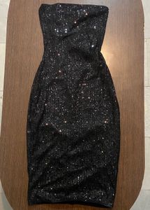 Black Sequin Corset Back Maxi Dress